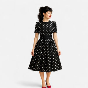 The Kollection Ltd. Vintage Black and White Polka Dot Dress Size 6